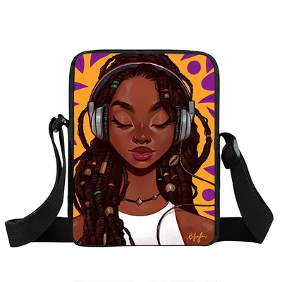 Black girl cartoon diagonal bag