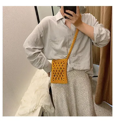 Fashion pearl woven single and versatile shoulder bag