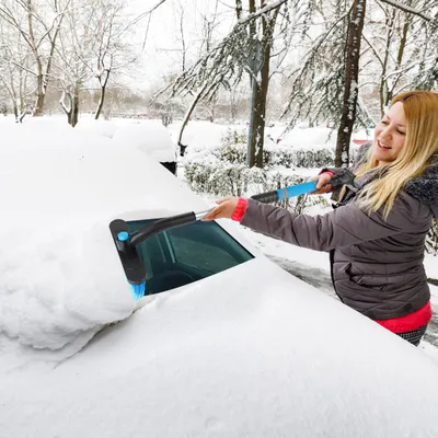 3 Color Options -- 1Pc 3 In 1 Windshield Ice Scraper Extendable Car Snow Removal Tool Telescoping Car Broom Snow Shovel Automobile Frost Removal