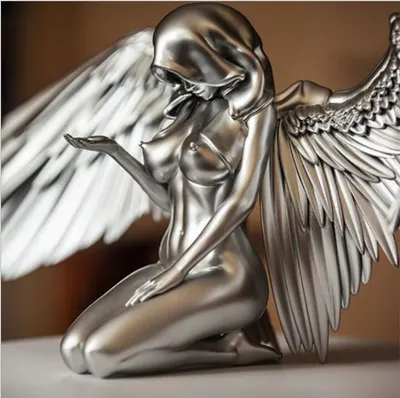 Silver Angel Wings Resin Craft Desktop Ornaments