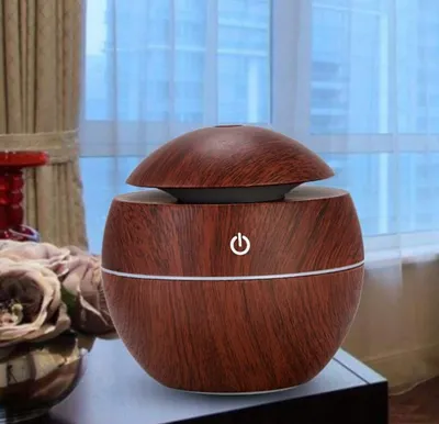 Portable Mini Wood Grain Round Air Humidifier, Household Desktop Ultrasonic Humidifier, Air Purifier Aroma Diffuser For Indoor Use