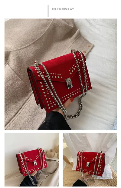 Studded small square bag Korean version of the matte crossbody bag