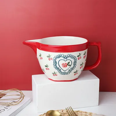 Sharp-mouthed Ceramic Handle Home Baking Sauce And Egg Bowl