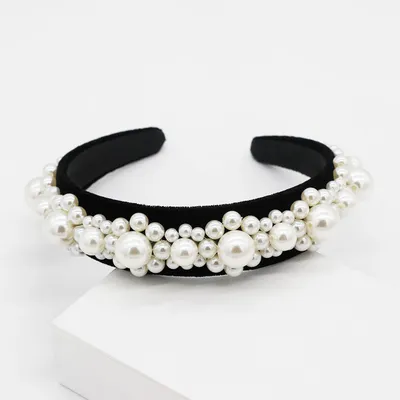 Braided large pearl hair band