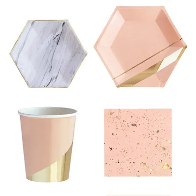 Gilt hexagon paper cup set