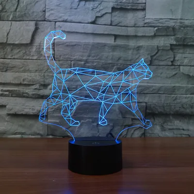 Colorful acrylic cat night light