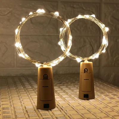 سلسلة أضواء زجاجات النبيذ بطول 2 متر و20 مصباح LED، زينة عيد الميلاد، سلك نحاسي، أضواء LED لتزيين حفلات الزفاف والمهرجانات