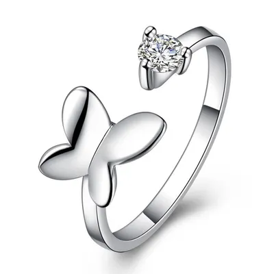 Fashion One Heart One Wing Butterfly Ring