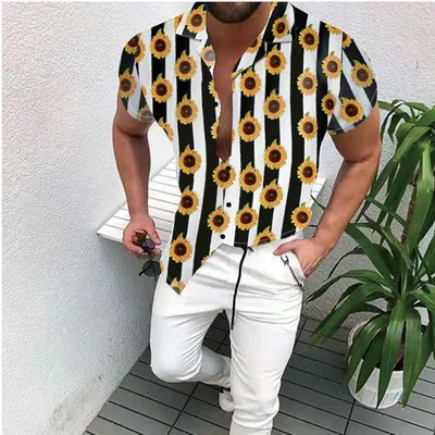 Cross-Border Hot Models Amazon Ebay European And American Men's Short-Sleeved Fashion Shirts Shirts New Tops Men's Trend