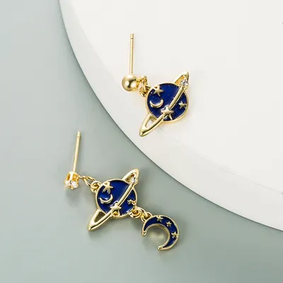 European And American Fashion Planet Moon Earrings