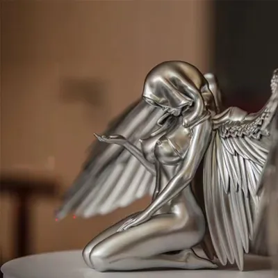 Silver Angel Wings Resin Craft Desktop Ornaments