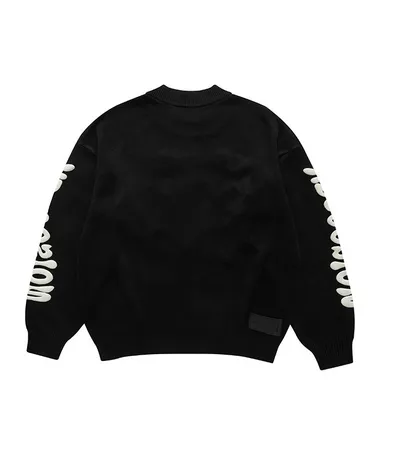 Cotton English Heart Dissolving Printing Foaming Sweater Pullover Knitwear