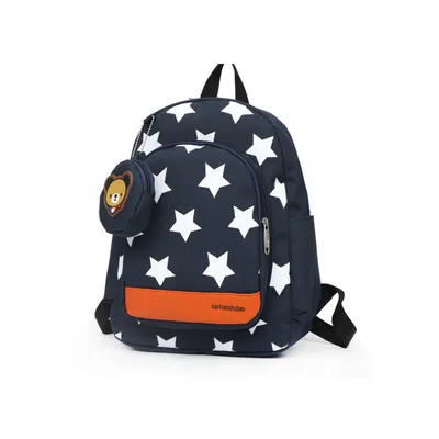 Teens Soccer Fan Backpack,Star Print With Cute Bear Coin Purse, Lightweight Stadium Bag For World Cup, Sports Events & School