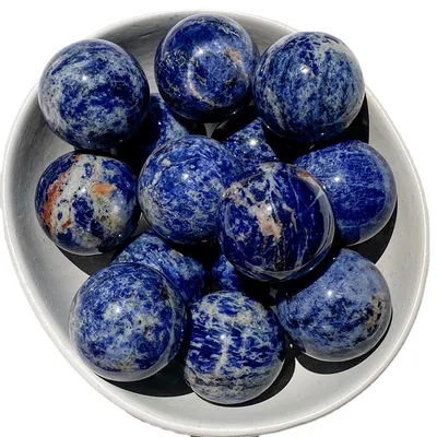 Blue Stone Ball Ornament Original Polished Crystal