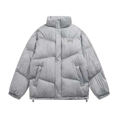 Thickened Cotton Padded Men's Plain Pleated Bread Jacket
