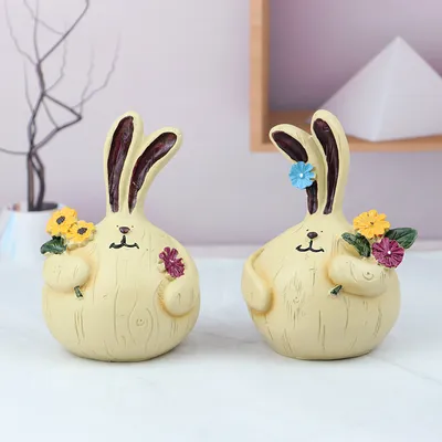 زينة الحرف المكتبية من راتنج غرفة المعيشة من Garlic Rabbit