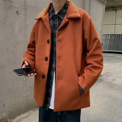 All-match Bf Couple Loose Casual Jacket Woolen Coat Trend