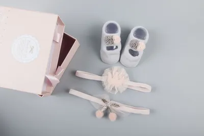 New baby hair accessories socks and shoes set box