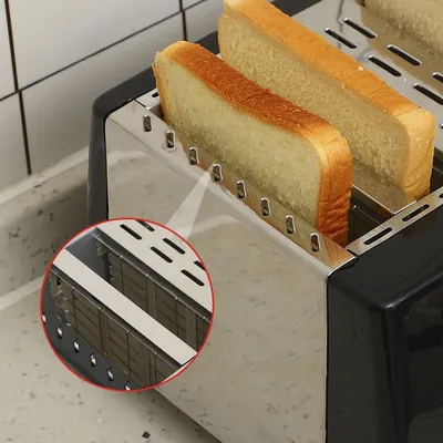 4 Slice Extra Wide Slot With Variable  Defrost Reheat Black Toaster New