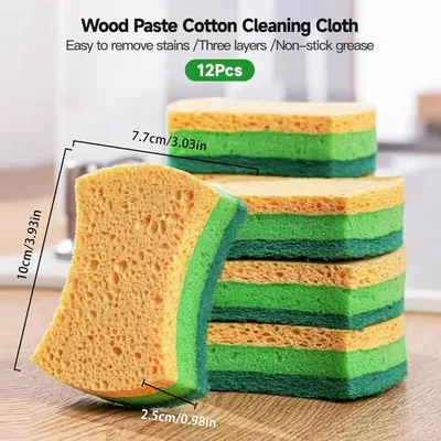 12 Pack Zero Scratch Scrub Sponges, 4 Pack, Non-Scratch Kitchen Sponges For Dishes And Cleaning