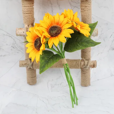 5 Head Hand-tied Sunflower Fake Flower Crafts Shooting Props Ornaments