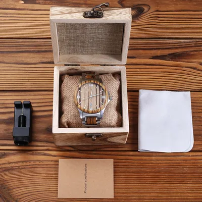 Men Wooden Quarts Watch Waterproof