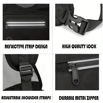 Outdoor Cycling, Sports, Fitness, Running Vest, Chest Bag, Adjustable Reflective Mesh Pocket,