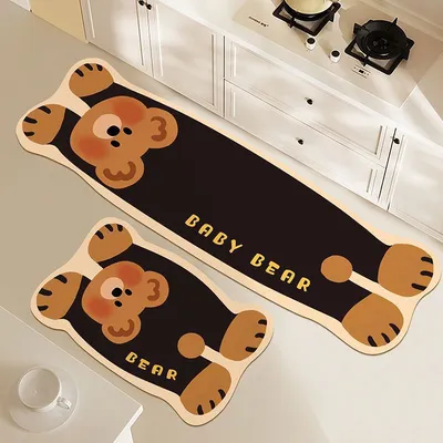 Kitchen Set Absorbent Floor Mat Diatom Mud Wear-resistant Foot Pad Cartoon Non-slip Oil-absorbing Mat Stain-resistant Carpet Anti-Oil, Anti-Slip, Dirty, Easy To Take Care Of Carpet