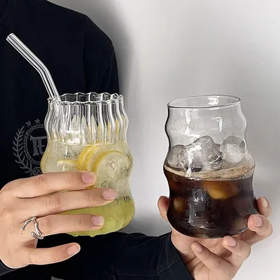 INS Wind Fat Dudu Glass Cup With Straw Large Capacity