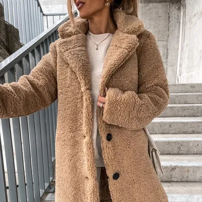 Women's Long-sleeved Lapel Plush Jacket Top