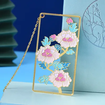 Flowers Bloom Rich Enamel Craft Metal Hollow Bookmark