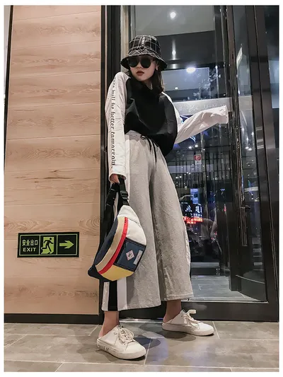 Contrast canvas bag mini sports chest