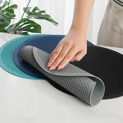 Large Silicone Honeycomb Pattern Round Heat Proof Mat Placemat Meal