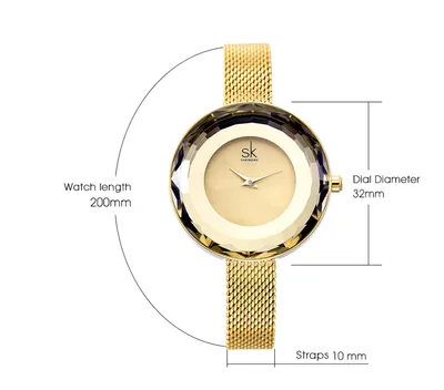 Lady's New Pattern Glass Simple Mesh Belt Quartz Watch