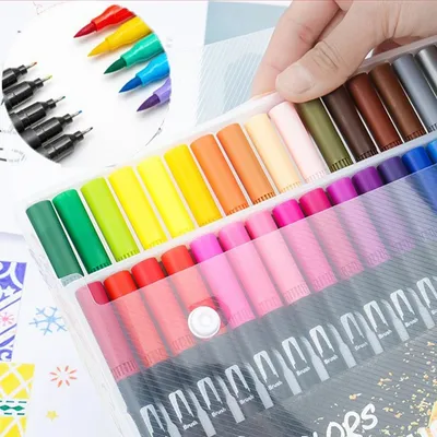 168 Colors Dual Tip Brush Markers Set Black Barrel Watercolour Pens For Colouring Drawing Sketching Calligraphy Art Supplies With Carry Case