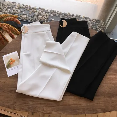 The New Drape High-waist Casual Suit Trousers Are Thin And Radish Loose Cropped Trousers