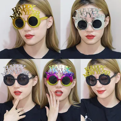 Creative Happy New Year Party Glasses Supplies Photo Props Holiday Dance Dress Up Funny Glasses