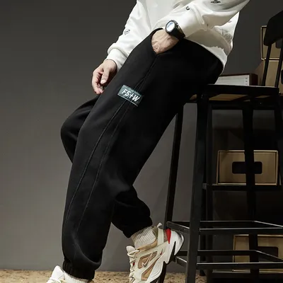 Men's Fleece Thickened Sports Casual Long Sweatpants