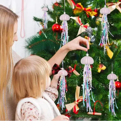 4 PCS Sea Urchin Hanging Ornaments For Christmas Tree Coastal Natural Sea Urchin Crafts With Rope
