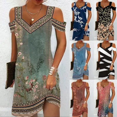 Women's Printed Slim Fitting Dress