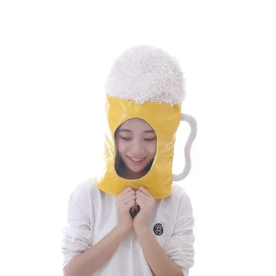 Plush cute photo funny Japanese beer headgear