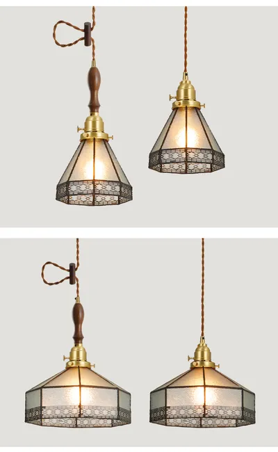 Japanese Retro Restaurant Bedroom Homestay Brass Glass Chandelier