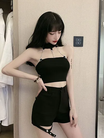 Short Halter Tube Top High Waist Shorts