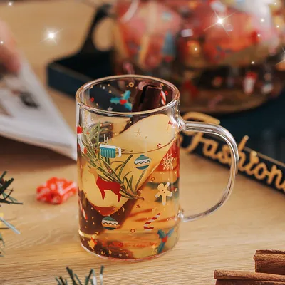 Christmas Gift High Beauty Creative Cup Christmas Snowman Glass Cup High Temperature Resistant