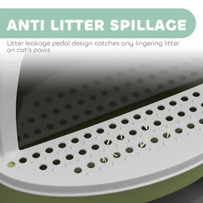 Green Cat Litter Box With Lid, Scoop, Deodorizing Bags