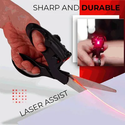 Professional Laser Guided Scissors For Home Crafts Wrapping Gifts Fabric Sewing Cut Straight Fast Scissor Shear