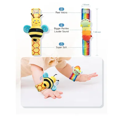 Baby Wrist Rattle Socks And Foot Finder Set Perfect Baby Toys For 0-12 Months Newborn Boys And Girls As Shower Gifts Garden Bug Series