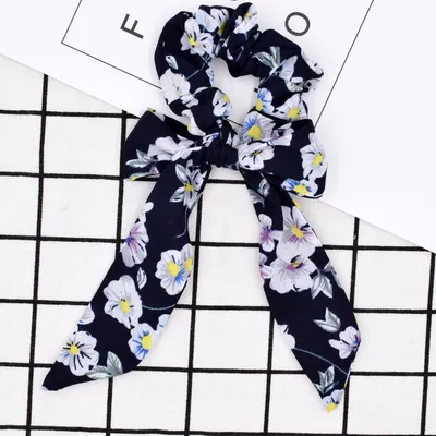 Small floral ponytail long streamer hair band