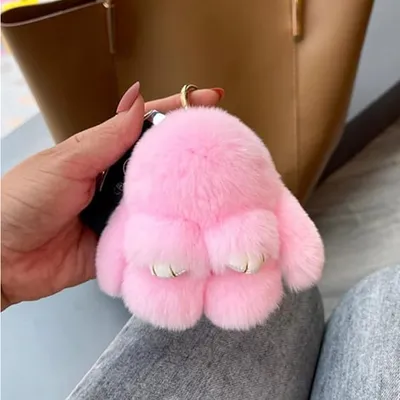 Soft Bunny PomPom,Cute Plush Rabbit Keychain, Ideal For Bags, Keys, Car Mirrors & Phones