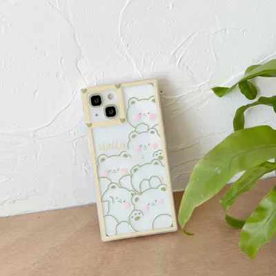Cartoon Blush Bear Transparent Silicone Phone Case